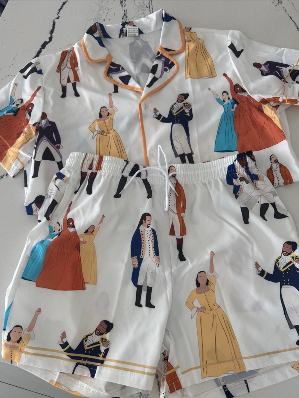 Hamilton-Themed Pajama Set with Multicolor Character Print - NWT